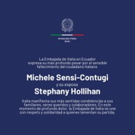 Ambasciata d’Italia in Ecuador: condoglianze per tragica morte coniugi Sensi