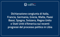 L’Italia sostiene i progressi nel processo politico in Libia: dichiarazione congiunta sull’Accordo di Tunisi