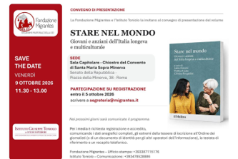 “Stare nel mondo. Giovani e anziani dell’Italia longeva e multiculturale”: il 9 ottobre al Senato la presentazione del volume di Fondazione Migrantes , Istituto Toniolo e Istat sull’Italia che risiede all’interno dei confini nazionali e all’estero