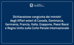 Dichiarazione congiunta dei ministri degli Affari Esteri di Canada, Danimarca, Germania, Francia, Italia, Giappone, Paesi Bassi e Regno Unito