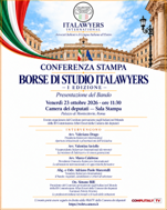 Il 23 ottobre alla Camera dei Deputati la presentazione della I Edizione delle Borse di Studio Italawyers