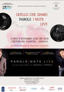 Principato di Monaco, Società Dante Alighieri: “Quello che siamo – Parole / Note Live” con Maurizio Rossato e Giancarlo Cattaneo  al Théâtre des Variétés  (9 novembre)