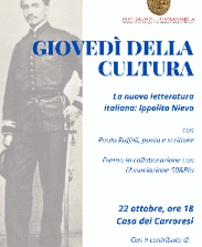 Veneto, “I Giovedì della cultura” della Fondazione Cassamarca di Treviso: “La nuova letteratura italiana: Ippolito Nievo”, conferenza di Paolo Ruffilli (22 ottobre)